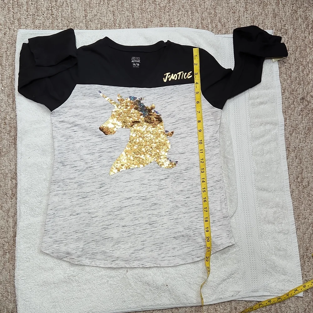 Justice Active Unicorn Sequin Long Sleeve Tee